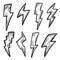 Lightning bolt black and white ink doodle sketch