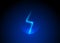 Lightning bolt. Blue neon cartoon thunder