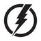 Lightning bolt in circle, electricity power vector icon