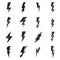 Lightning bolt electric icons set, simple style
