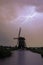 Lightning bolt over a classic windmill