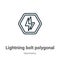 Lightning bolt polygonal outline vector icon. Thin line black lightning bolt polygonal icon, flat vector simple element