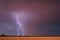Lightning bolt strikes from a monsoon thunderstorm