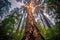 Lightning bolt striking a tree in the forest