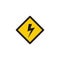 Lightning bolt symbol in yellow high voltage danger warning sign