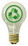 Lightning bulb with recycling symbol