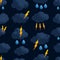 Lightning cloud rain seamless pattern vector. Thunder dark cloud pattern seamless in simple style vector illustration