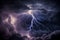 lightning in the clouds. super thunderstorm illustration. Generative AI