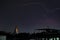 Lightning discharge and a stupa Boudha without night illumination