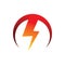 Lightning electric energy power circle moon full color logo design