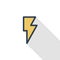 Lightning, electricity thin line flat color icon. Linear vector symbol. Colorful long shadow design.