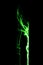 Lightning flash discharge of electricity on transparent background. green electrical visual effect.