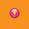 Lightning icon. Lightning, electricity, discharge, tension, caution on a pink round. Web icon.