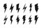 Lightning icon set - cartoon design. Vector thunderbolt symbols. Simple flash signs