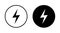 Lightning icon vector. Thunderbolt symbol isolated on circle background