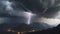 lightning in the mountains with dark stormy clouds