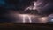 lightning in the mountains A dramatic scene of a storm clouds and lightning, creating a contrast of light and dark.