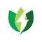 Lightning nature greeen energy logo design