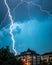 Lightning in the night sky over the City