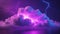 lightning in the night stormy, cloud blue purple neon glow dark background,