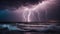 lightning over the sea A cosmic dance of forces, where the lightning and the sea are partners. The lightning is bright