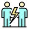 Lightning between people icon color outline vector