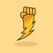 lightning punch logo concept. hand, outline, color, cartoon, combination and creative style