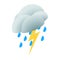 Lightning rain cloud icon, isometric 3d style