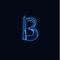 Lightning Realistic letter B, bright gloving logo, electric energy glow style symbol, blue tesla plasma type sign
