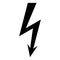 Lightning sign, symbol of electrical tension, danger, black on white background. Vector illustration