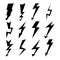 Lightning Signs Vector Set. Lightning Bolt Icons. Thunder Bolt Symbols, Flash Pictograms