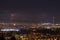 Lightning storm over city at night