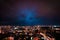 Lightning Storm Over Ribeirao Preto City in Brazil. Thunder blue light on a summer night concept image