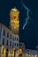 Lightning strikes near the tower of the medieval church in the city of Vitoria in the Basque Country, Spain.