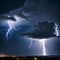 Lightning strikes in the night sky - ai generated image