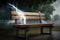 Lightning Struck Park Benches Realistic. Generative AI