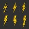 Lightning thunderbolt icon vector.Flash symbol illustration.Lighting Flash Icons Set. Flat Style on Dark Background.Silhouette and