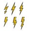 Lightning thunderbolt icon vector. Flash symbol illustration. Lighting Flash Icons Set. Flat Style on white background and black o