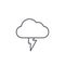 Lightning, thunderstorm cloud, weather thin line icon. Linear vector symbol