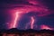 Lightning and thunderstorm supercell flash natural disaster fantasy wallpaper. Massive tornado cataclysms, hurricane