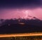 Lightning about Tv tower in Pecs, Hungary