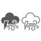 Lightning and wind icon. solid and outline.
