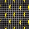 Lightning yellow and black checkered seamless vector pattern.