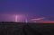 Lightnings at the field at the sunset