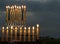 Lights of candles against blurred sky