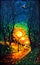 Lights the evening Moon oil painting