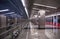 Lights, steel and perspective lines of a modern metro station in Moscow