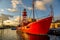 Lightship `Texel` in th eport of Den Helder, the Netherlands, in winter time