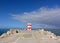 Lighttower and harbor entrance in Nazare, Centro - Portugal