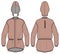 Lightweight Anorak detachable Hoodie jacket design flat sketch illustration, popover jacket with front and back view, windcheater